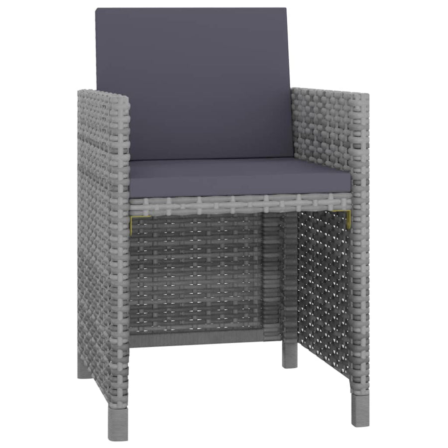 -Delige Tuinset Met Kussens Poly Rattan Antraciet en zwart