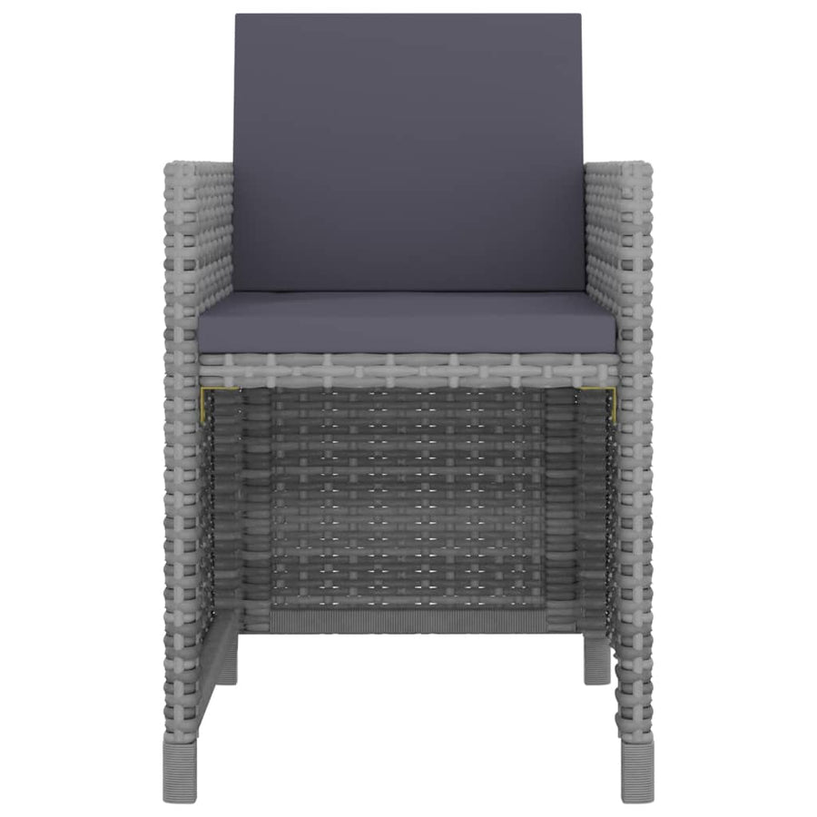 -Delige Tuinset Met Kussens Poly Rattan Antraciet en zwart