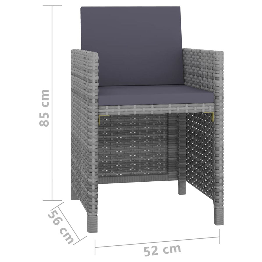 -Delige Tuinset Met Kussens Poly Rattan Antraciet en zwart
