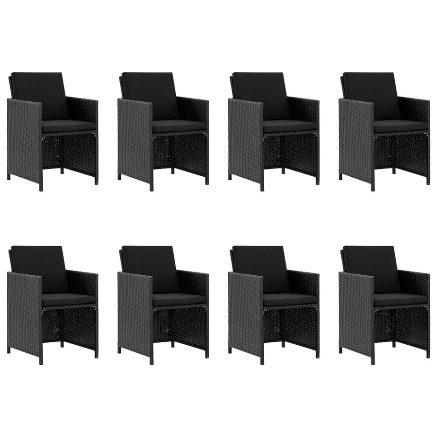 -Delige Tuinset Met Kussens Poly Rattan Zwart