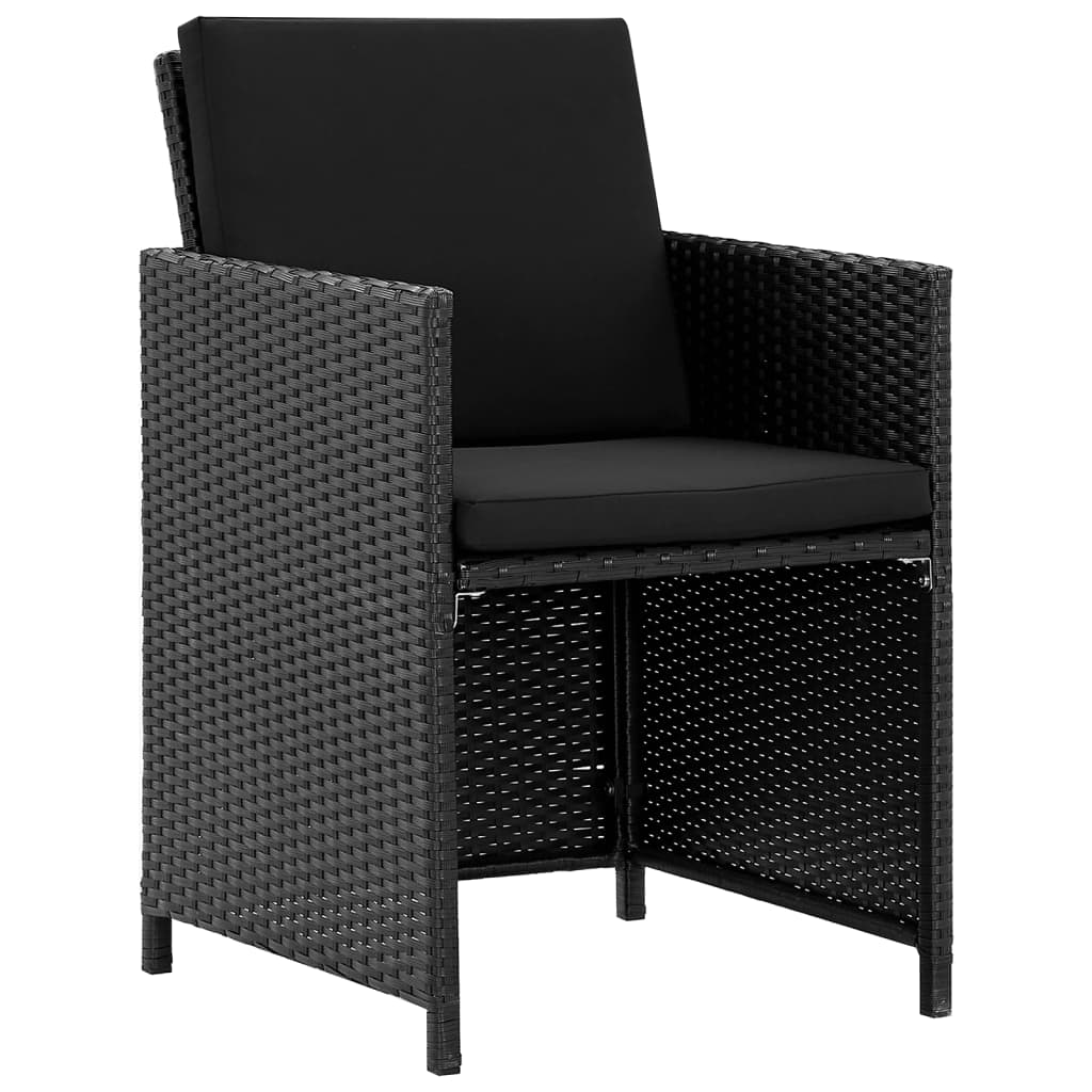 -Delige Tuinset Met Kussens Poly Rattan Zwart