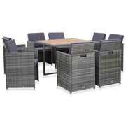 Tuinset 9-delig poly rattan antraciet met kussens