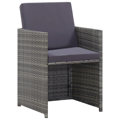 -Delige Tuinset Met Kussens Poly Rattan Antraciet en bruin