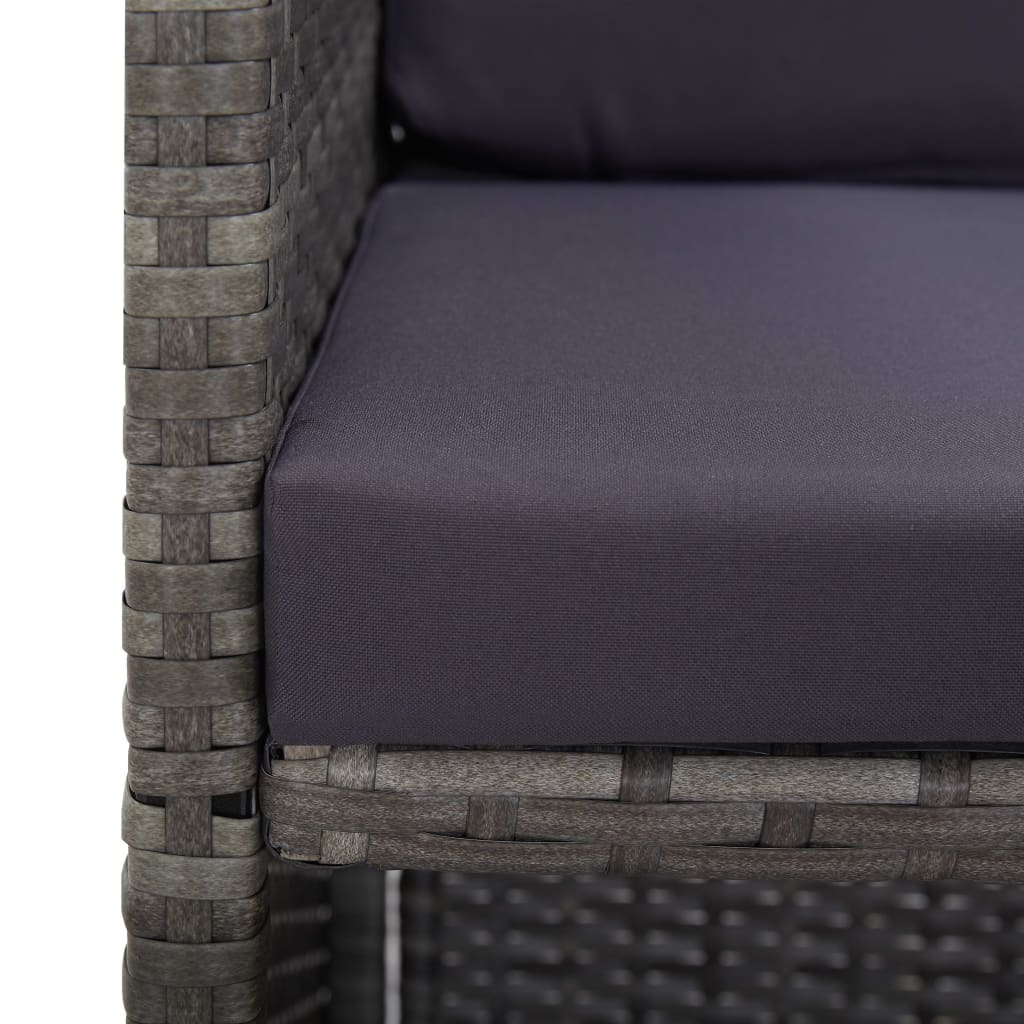 -Delige Tuinset Met Kussens Poly Rattan Antraciet en bruin