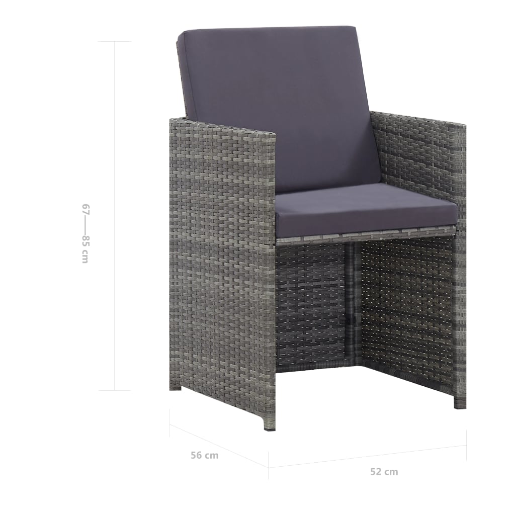 -Delige Tuinset Met Kussens Poly Rattan Antraciet en bruin