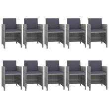 -Delige Tuinset Met Kussens Poly Rattan Grijs 167 cm tafellengte 10x Fauteuil + Tafel