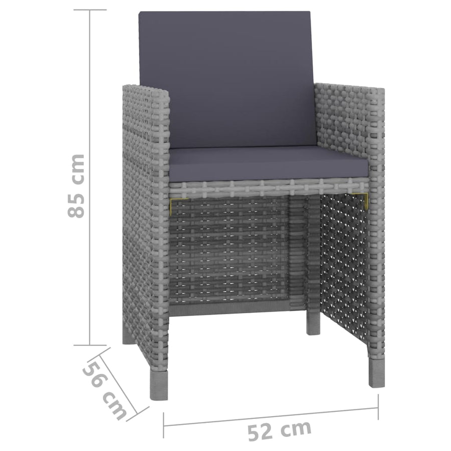 -Delige Tuinset Met Kussens Poly Rattan Grijs 167 cm tafellengte 10x Fauteuil + Tafel