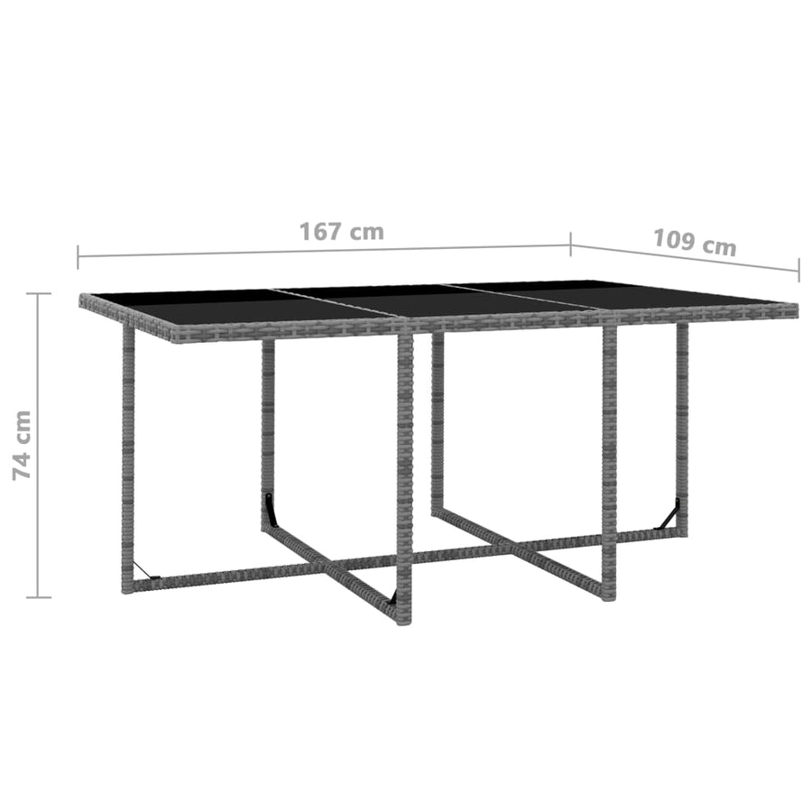 -Delige Tuinset Met Kussens Poly Rattan Grijs 167 cm tafellengte 10x Fauteuil + Tafel