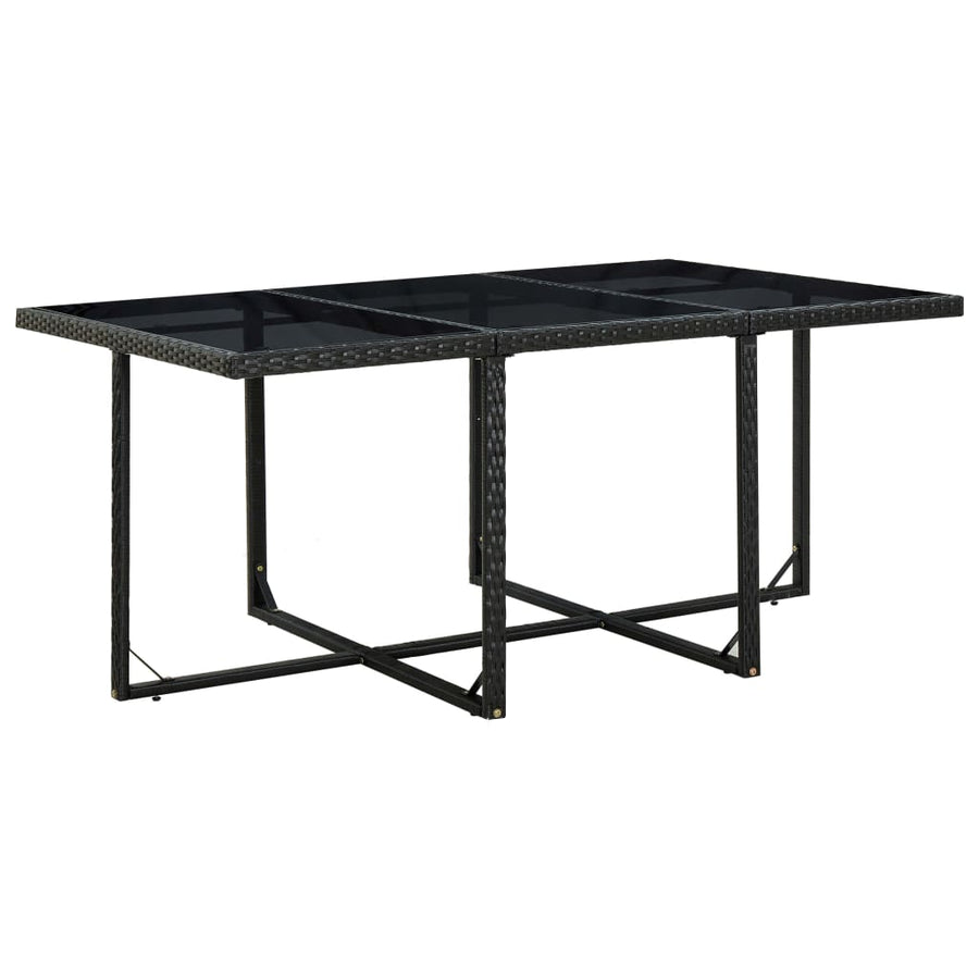 -Delige Tuinset Met Kussens Poly Rattan Zwart 167 cm tafellengte 10x Fauteuil + Tafel