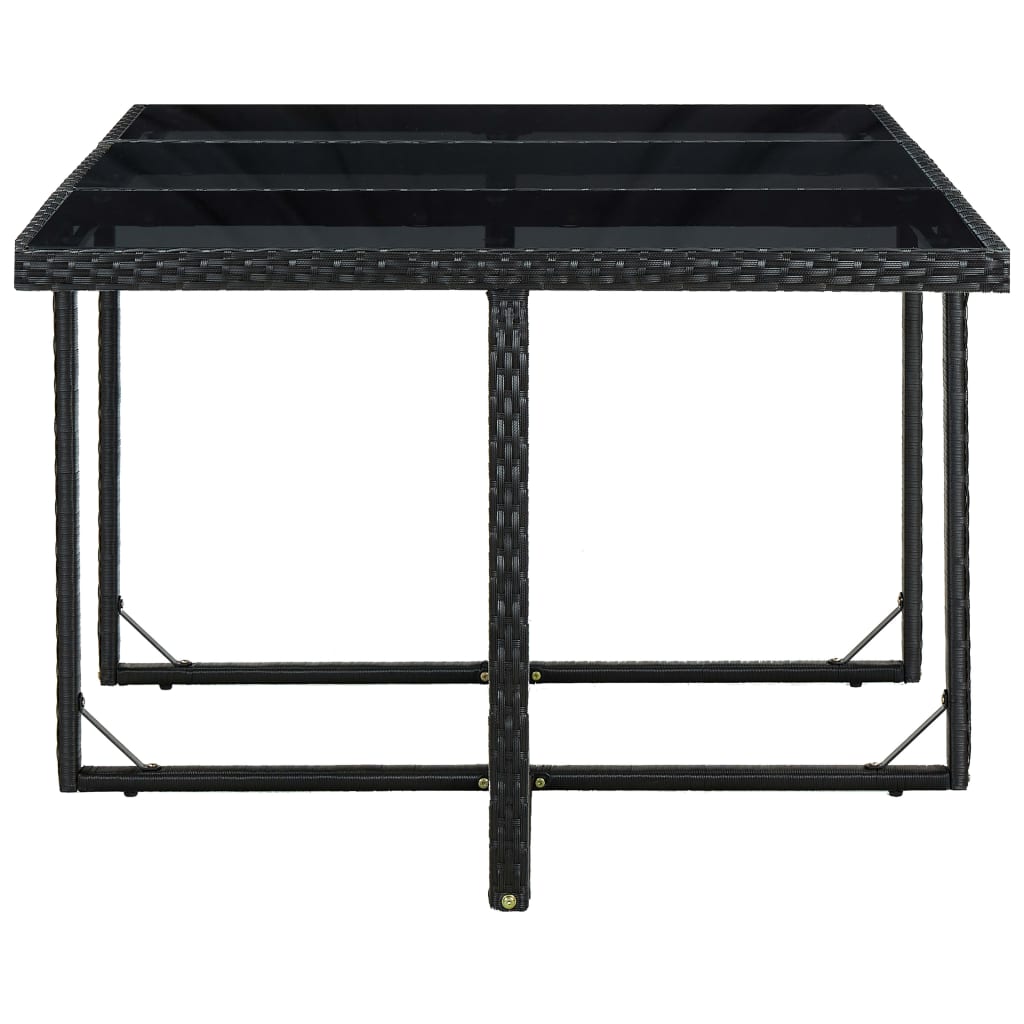 -Delige Tuinset Met Kussens Poly Rattan Zwart 167 cm tafellengte 10x Fauteuil + Tafel