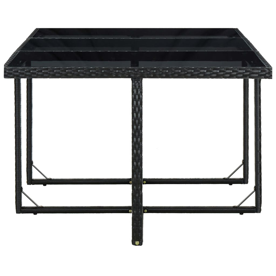-Delige Tuinset Met Kussens Poly Rattan Zwart 167 cm tafellengte 10x Fauteuil + Tafel