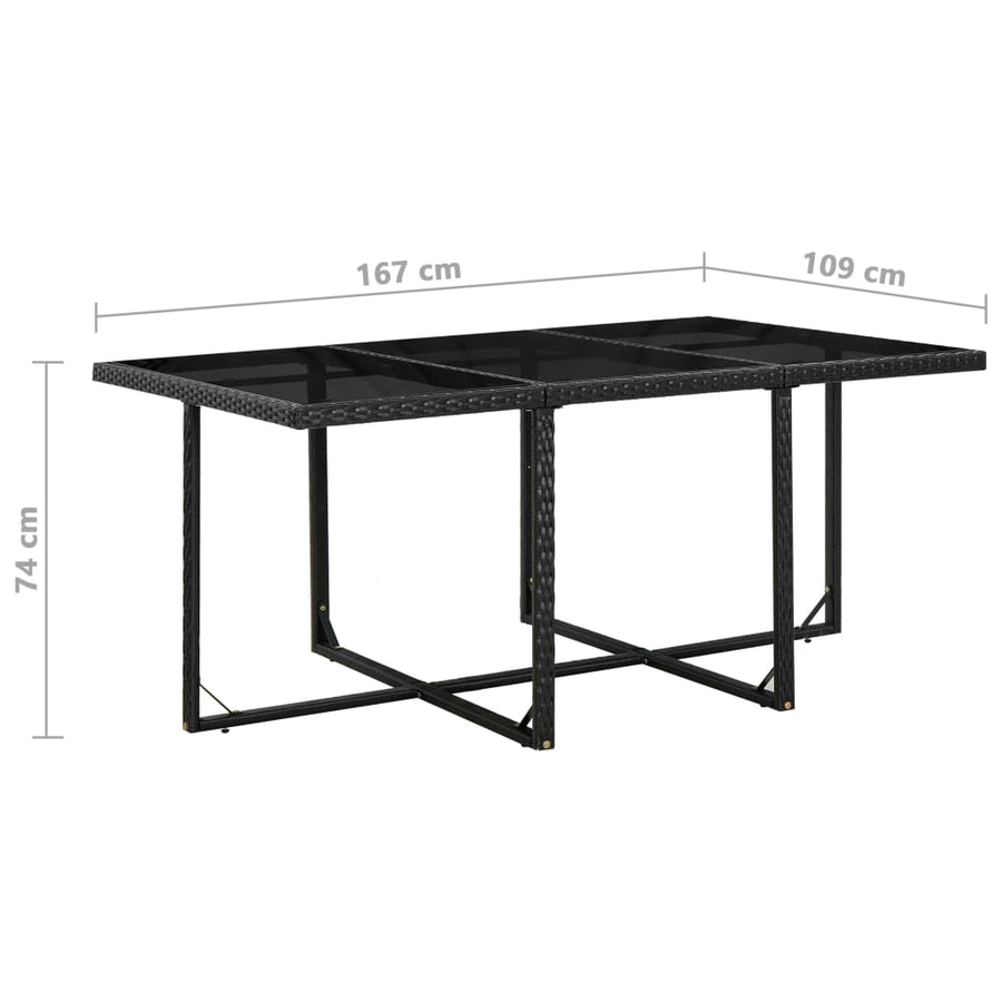 -Delige Tuinset Met Kussens Poly Rattan Zwart 167 cm tafellengte 10x Fauteuil + Tafel