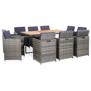 Tuinset 11-delig poly rattan grijs met kussens