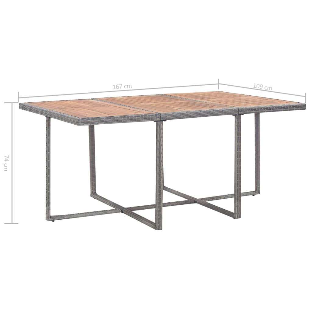 11-Delige Tuinset Met Kussens Poly Rattan Grijs 167 cm tafellengte Grijs en bruin 10x Fauteuil + Tafel