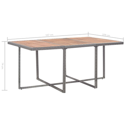 11-Delige Tuinset Met Kussens Poly Rattan Grijs 167 cm tafellengte Grijs en bruin 10x Fauteuil + Tafel