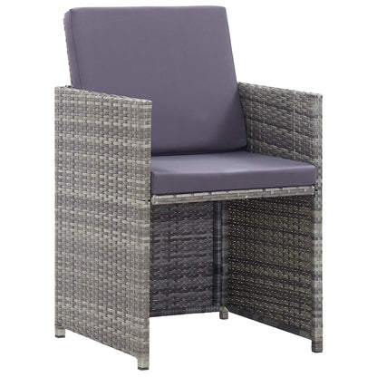 11-Delige Tuinset Met Kussens Poly Rattan Grijs 167 cm tafellengte Grijs en bruin 10x Fauteuil + Tafel