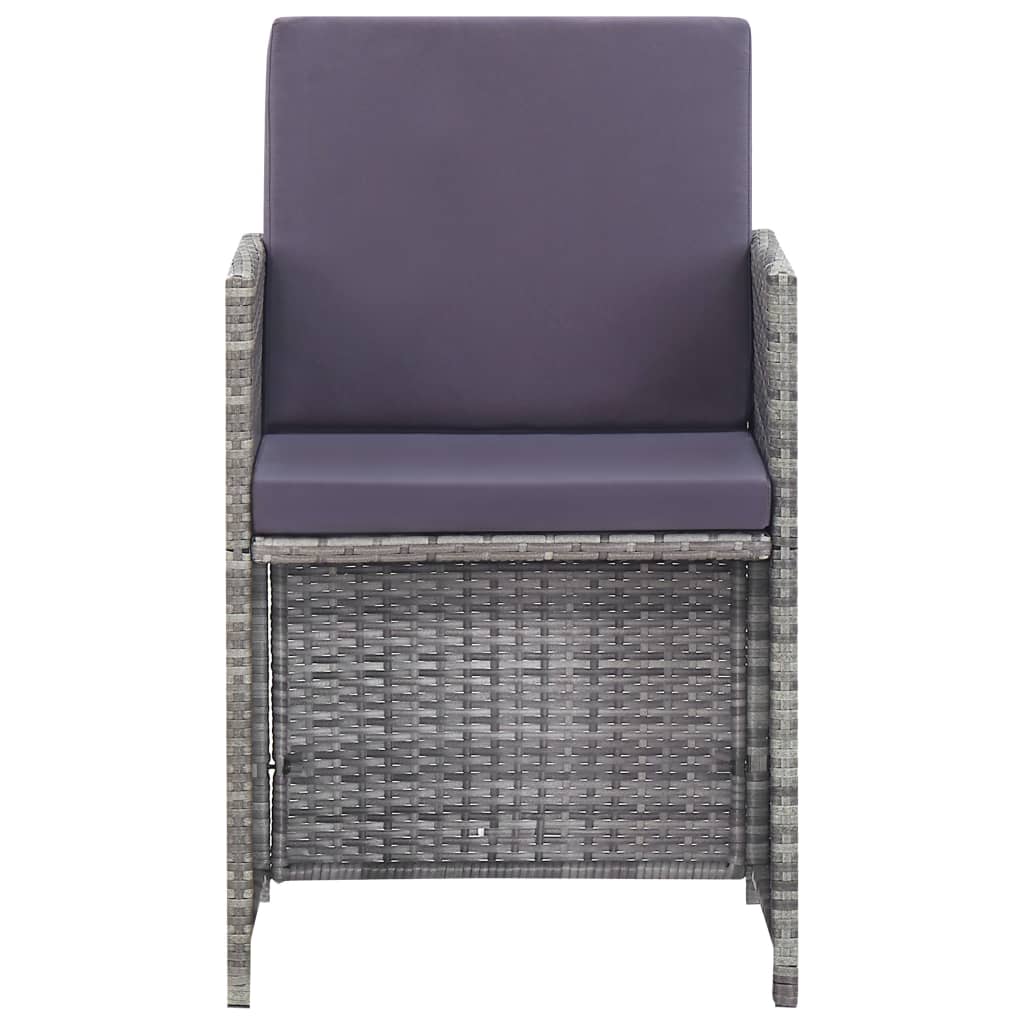 11-Delige Tuinset Met Kussens Poly Rattan Grijs 167 cm tafellengte Grijs en bruin 10x Fauteuil + Tafel