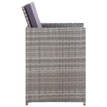 11-Delige Tuinset Met Kussens Poly Rattan Grijs 167 cm tafellengte Grijs en bruin 10x Fauteuil + Tafel