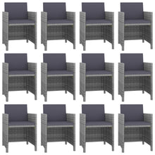 3-Delige Tuinset Met Kussens Poly Rattan Antraciet 225 cm tafellengte 12x Fauteuil + Tafel