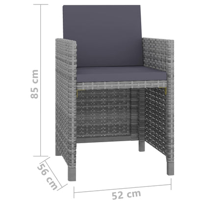 3-Delige Tuinset Met Kussens Poly Rattan Antraciet 225 cm tafellengte 12x Fauteuil + Tafel