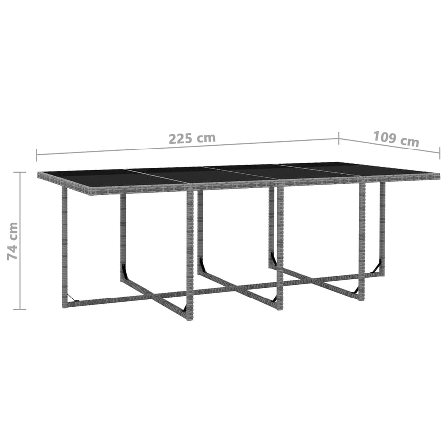 3-Delige Tuinset Met Kussens Poly Rattan Antraciet 225 cm tafellengte 12x Fauteuil + Tafel