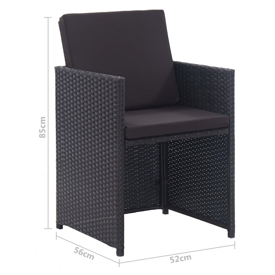 13-Delige Tuinset Met Kussens Poly Rattan Zwart 225 cm tafellengte