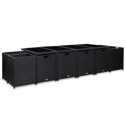 13-Delige Tuinset Met Kussens Poly Rattan Zwart 225 cm tafellengte