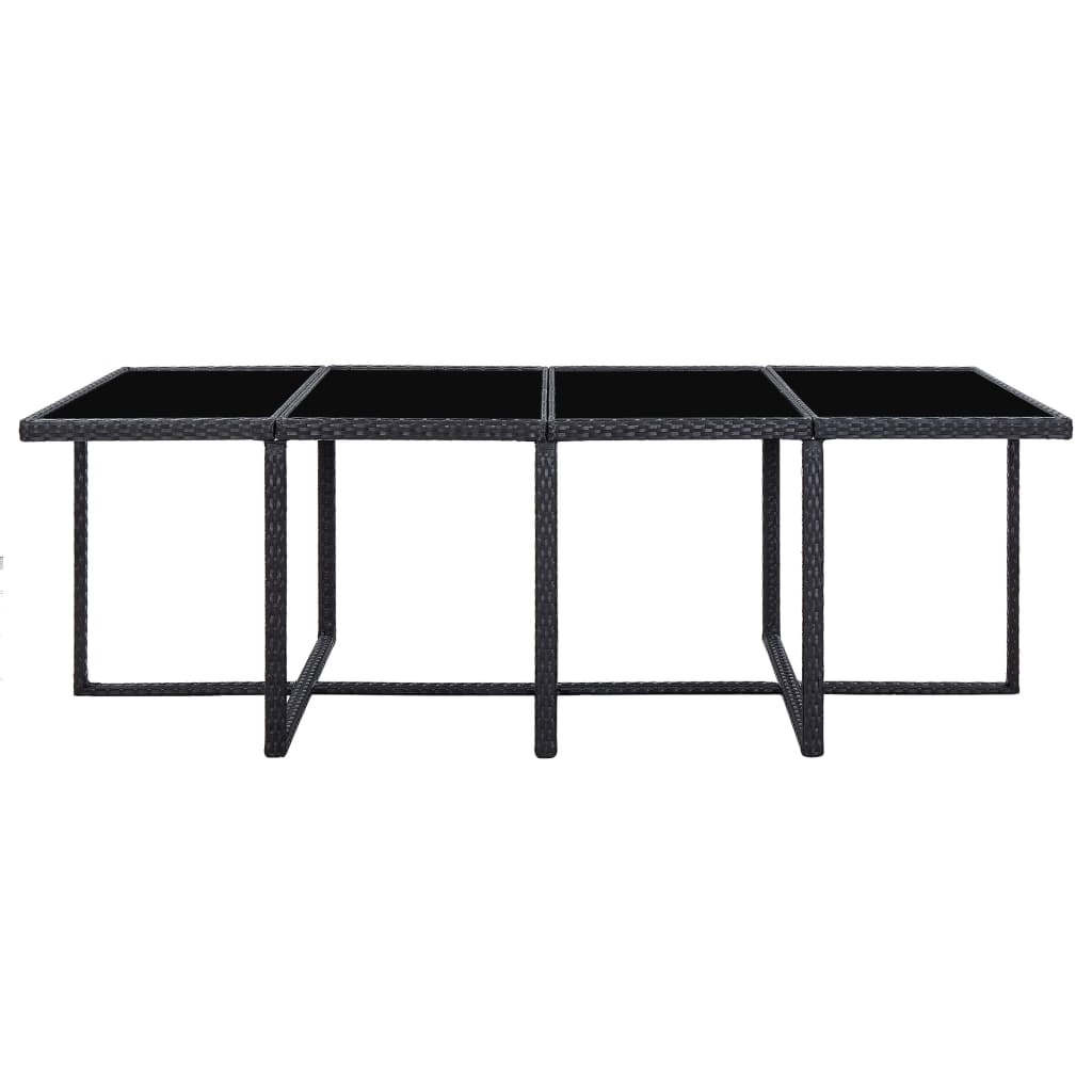 13-Delige Tuinset Met Kussens Poly Rattan Zwart 225 cm tafellengte