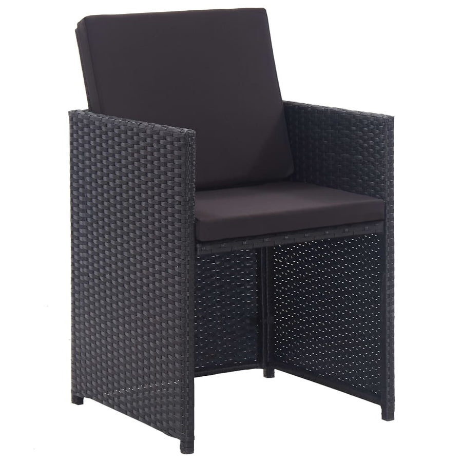 13-Delige Tuinset Met Kussens Poly Rattan Zwart 225 cm tafellengte
