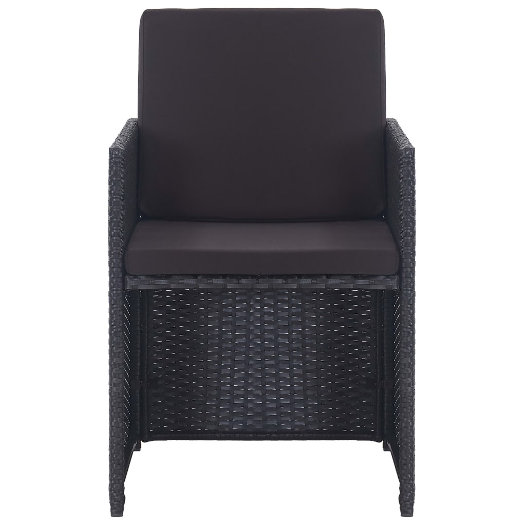 13-Delige Tuinset Met Kussens Poly Rattan Zwart 225 cm tafellengte