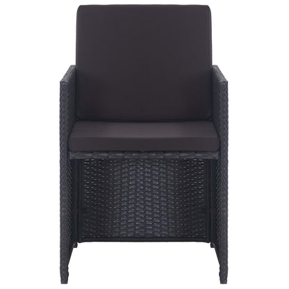 13-Delige Tuinset Met Kussens Poly Rattan Zwart 225 cm tafellengte