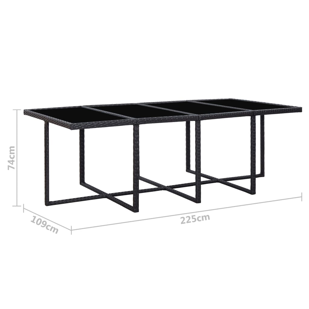13-Delige Tuinset Met Kussens Poly Rattan Zwart 225 cm tafellengte