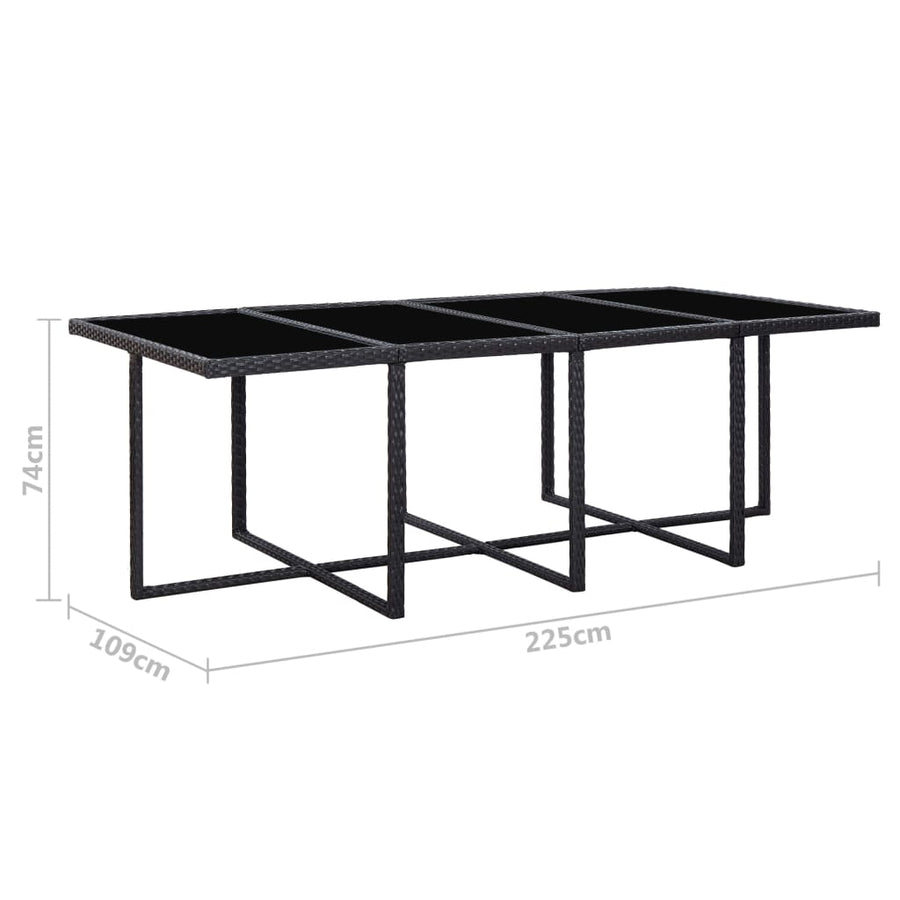 13-Delige Tuinset Met Kussens Poly Rattan Zwart 225 cm tafellengte