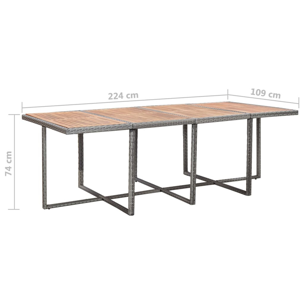 3-Delige Tuinset Met Kussens Poly Rattan Kleurig Antraciet En Bruin 224 cm tafellengte 12x Fauteuil + Tafel
