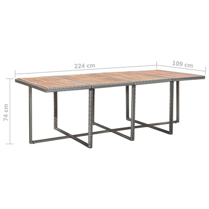 3-Delige Tuinset Met Kussens Poly Rattan Kleurig Antraciet En Bruin 224 cm tafellengte 12x Fauteuil + Tafel