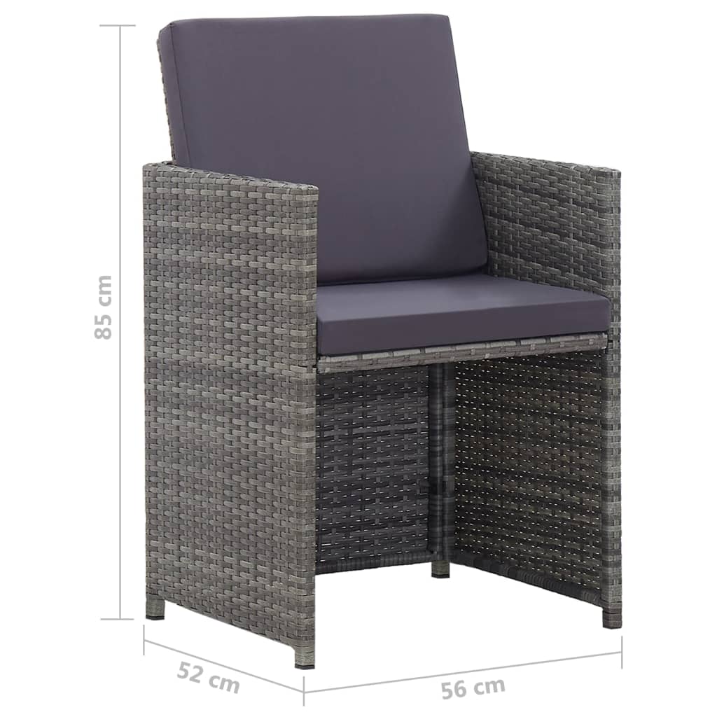 3-Delige Tuinset Met Kussens Poly Rattan Kleurig Antraciet En Bruin 224 cm tafellengte 12x Fauteuil + Tafel