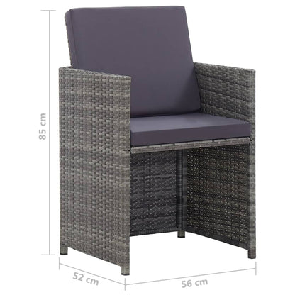 3-Delige Tuinset Met Kussens Poly Rattan Kleurig Antraciet En Bruin 224 cm tafellengte 12x Fauteuil + Tafel