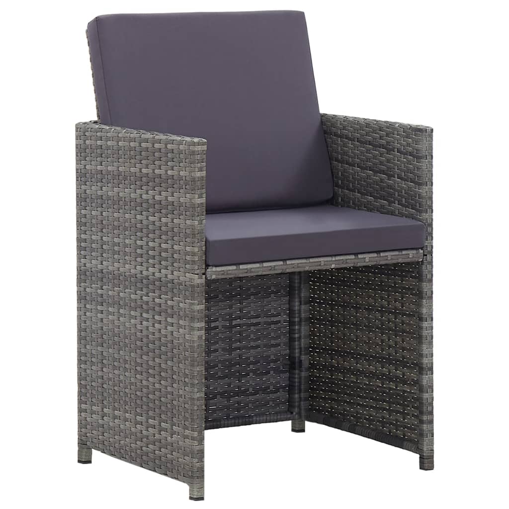 3-Delige Tuinset Met Kussens Poly Rattan Kleurig Antraciet En Bruin 224 cm tafellengte 12x Fauteuil + Tafel