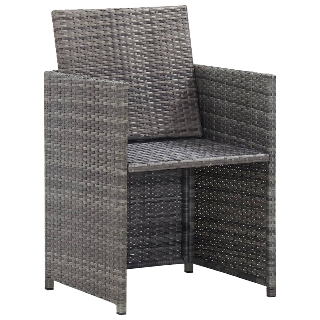3-Delige Tuinset Met Kussens Poly Rattan Kleurig Antraciet En Bruin 224 cm tafellengte 12x Fauteuil + Tafel