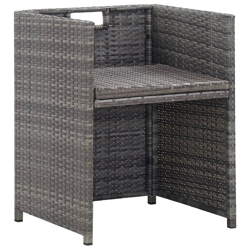 3-Delige Tuinset Met Kussens Poly Rattan Kleurig Antraciet En Bruin 224 cm tafellengte 12x Fauteuil + Tafel