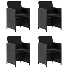 -Delige Tuinset Met Kussens Poly Rattan Zwart