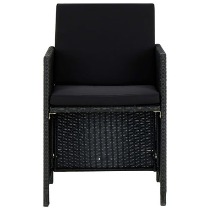 -Delige Tuinset Met Kussens Poly Rattan Zwart
