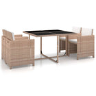 -Delige Tuinset Met Kussens Poly Rattan Beige