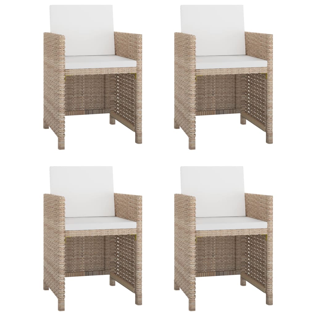 -Delige Tuinset Met Kussens Poly Rattan Beige