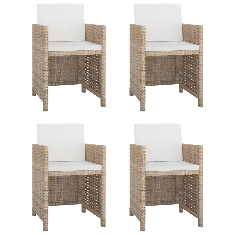 -Delige Tuinset Met Kussens Poly Rattan Beige