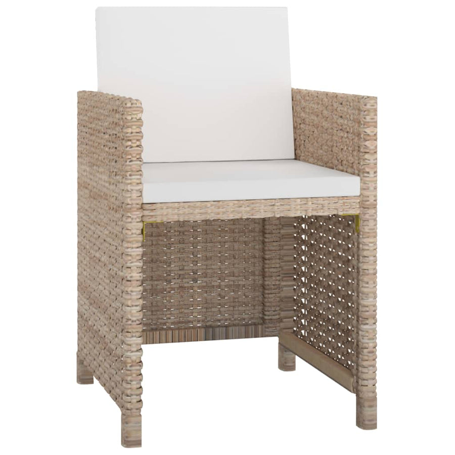 -Delige Tuinset Met Kussens Poly Rattan Beige