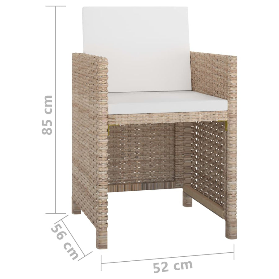 -Delige Tuinset Met Kussens Poly Rattan Beige