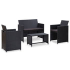 4-Delige Loungeset Met Kussens Poly Rattan Zwart