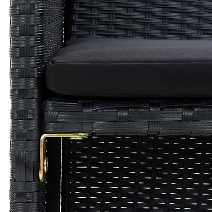 4-delige Loungeset met kussens poly rattan zwart