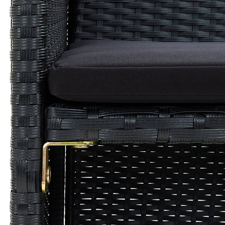 4-delige Loungeset met kussens poly rattan zwart